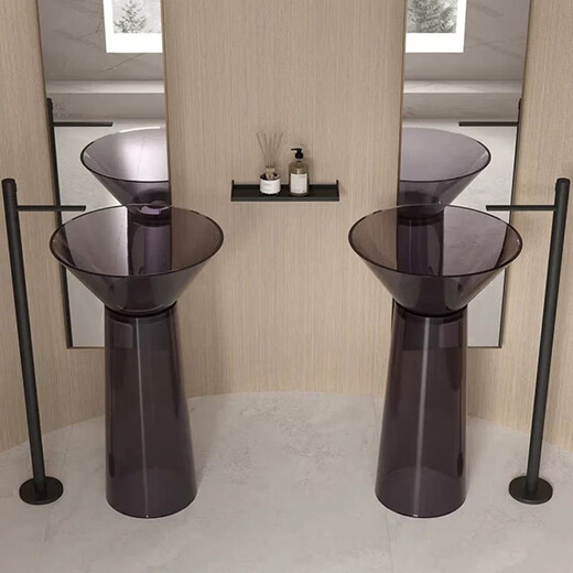 Basin de colonne d'art cristallin Basin de lavabo à rechange intégrée peut briller le bassin de lavage de colonne en résine transparente colorée 6628 (la couleur peut être sélectionnée)