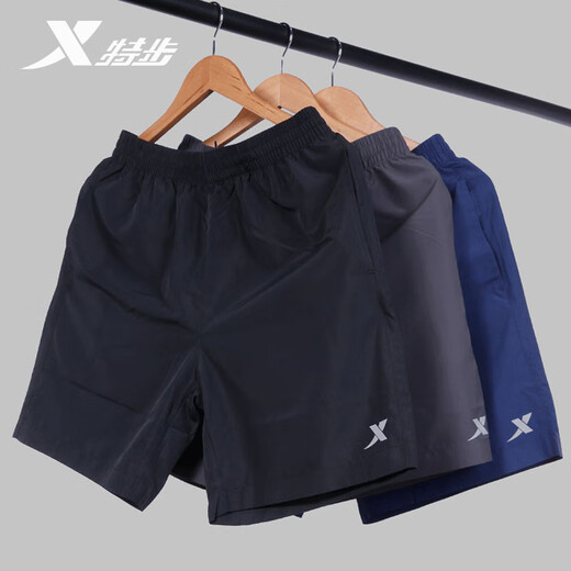 XTEP (XTEP) Sport pants shorts men's pants summer men's casual mid-trousers running suit black quick-dry shorts five-point pants men's black-(woven thin style) 55 zipper L /175 [spot quick delivery]