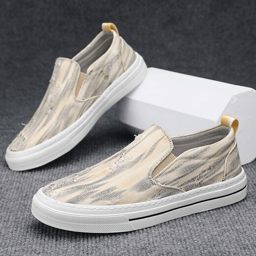DKCCI toile Chaussures masculines pour les personnes paresseuses d'été pédales vieilles chaussures de tissu de beijing respirant des sports de travail sans glissement et chaussures plates décontractées migray 42