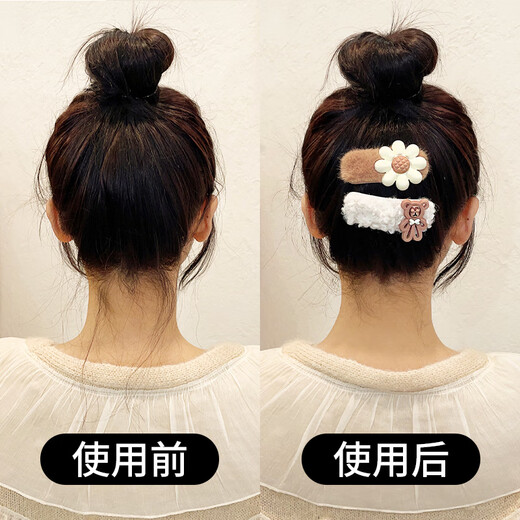 Oein autumn and winter cute bear plush hairpin hairpin female side bangs clip cartoon hair accessories back head clip 2024 new style 5 love set