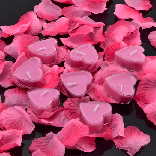FOOJO heart-shaped candle romantic proposal candle birthday candle wedding anniversary decorative atmosphere candle pink 10-pack with free petals
