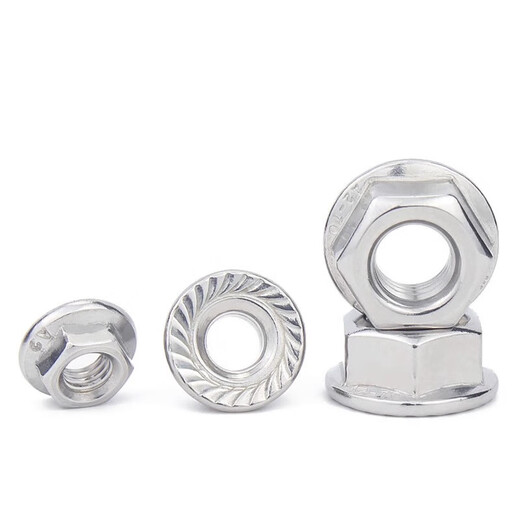 Jinchao 201/304 stainless steel flange nut 316 anti-slip locking cap fine hexagonal counter-tooth padded anti-loosening nut M10 (5 pieces) Dacromet