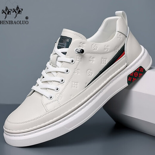 Chaussures masculines Heni Paul, chaussures de cuir en cuir authentique haut de gamme pour hommes, chaussures haut de gamme pour hommes, chaussures blanches décontractées pour hommes, semelle plate blanche 9908 41