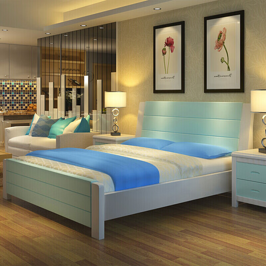 Master bedroom double bed 2 meters 2.2 meters single 1.2 meters bed 1.35 meters solid wood bed 1.8m extra wide bed single bed color remarks 2.0*2.2 (standard frame bed)