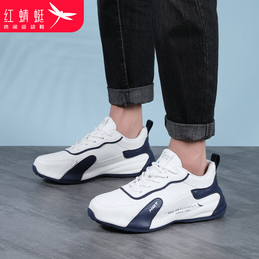 Red Dragonfly men's shoes with sole leather autumn and winter casual shoes men's dad shoes thick sole heightening shoes men WXA342463 white blue 41
