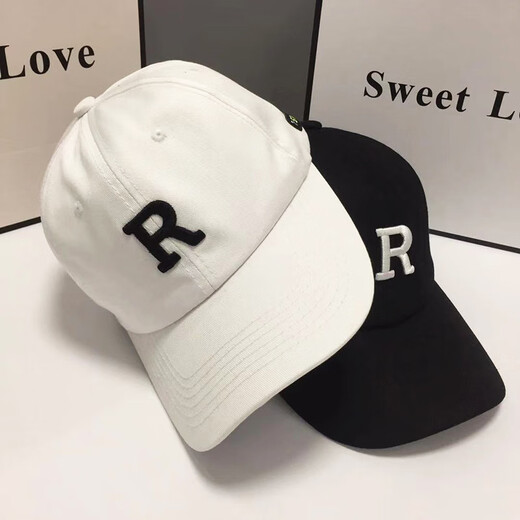 Levison Hat Men's Baseball Cap Spring and Summer Sun Hat Korean Style Fashion Street Brand Women's Sun Hat R Letter Peaked Hat R White Adjustable
