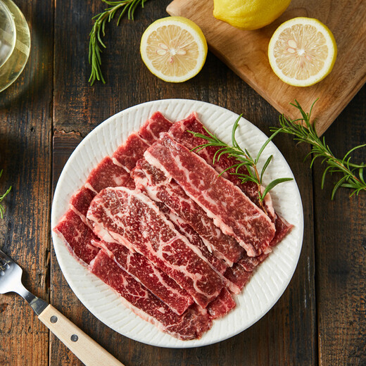Tianpu Leshi Australian original cut M3 snowflake barbecue slices 200g grain-fed Angus beef slices barbecue fresh imported fat beef slices