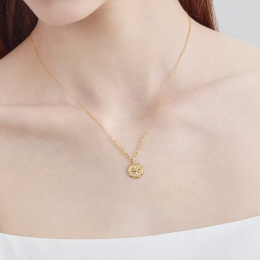 Chow Sang Birthday Moon Stars 5G Gold Necklace Pure Gold Sun Brand Pendant Pendant with Chain Price 93714N 47cm - 4.38g (including labor cost 500 yuan)