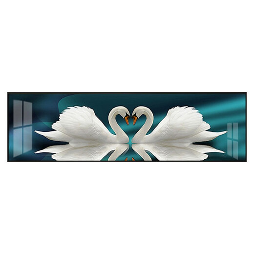 Pi Feng's bedroom bedside decorative painting 2025 new style master bedroom bedside background wall mural hanging painting modern simple wall painting swan Pi Feng 831 160*45cm 12mm crystal film single pairing black edge