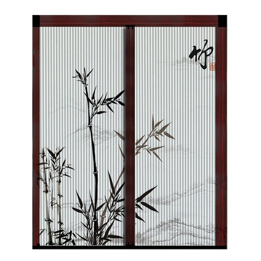 Puerta corredera china Sala de estar Balcón de cocina Puerta plegable sin golpear la puerta corredera de panal Hollow A9276 Marco A927161 Estilo negro de marco