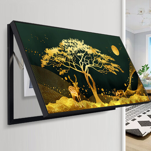 YIJLJ加宽大尺寸轻奢电表箱装饰画现代简约遮挡挂画一帆风顺风景挂画 惬意时光AD9713 100*50（容纳90X40）黑框