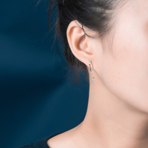 Pt.Charm platinum earrings for women, creative paper clip earrings, novel style pt950 platinum earrings as a gift for wife and girlfriend, ready stock 1.7-1.8g pair