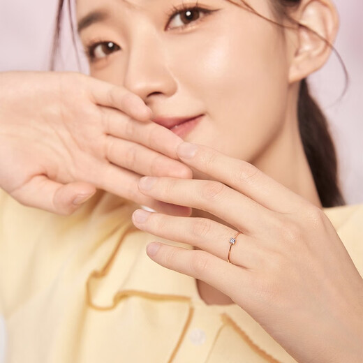 Saturday Fortune (ZLF) 18K gold diamond ring for women, four-prong diamond inlaid sparkling luxury ring for girlfriend holiday gift No. 14