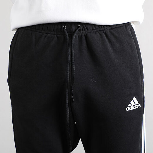 阿迪达斯 （adidas）男裤2025春季新款运动裤跑步训练舒适透气休闲长裤 DT9901/黑色/侧边撞色三条纹 S