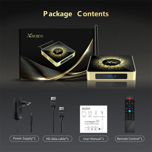 AIRWORLD X96X10 电视盒子双杜比S928X-J机顶盒8K硬盘播放器无线千兆WIFI6 8G 64G 蓝牙遥控器