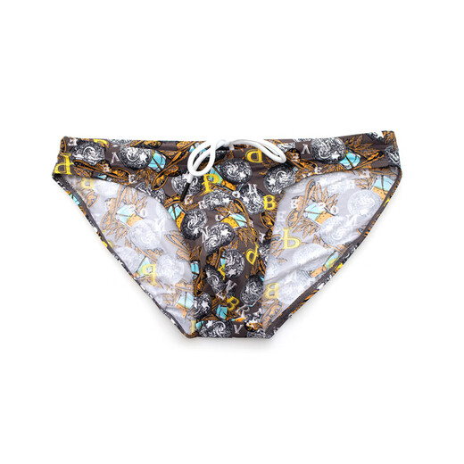 无畏船长（BRAVEPERSON）男士三角系绳游泳裤 咖啡色 S