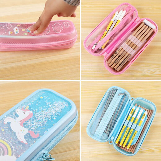 Little Pin Case with Oil Quicksand Pen Case Cartoon TPU Student Pencil Case Children's Pencil Case A New Style 3899-3 Pink Unicorn