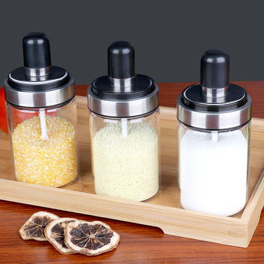 Baijie glass seasoning jar seasoning bottle kitchen supplies seasoning box salt shaker seasoning jar high borosilicate glass household seasoning bottle high borosilicate glass 250ml 3 pieces