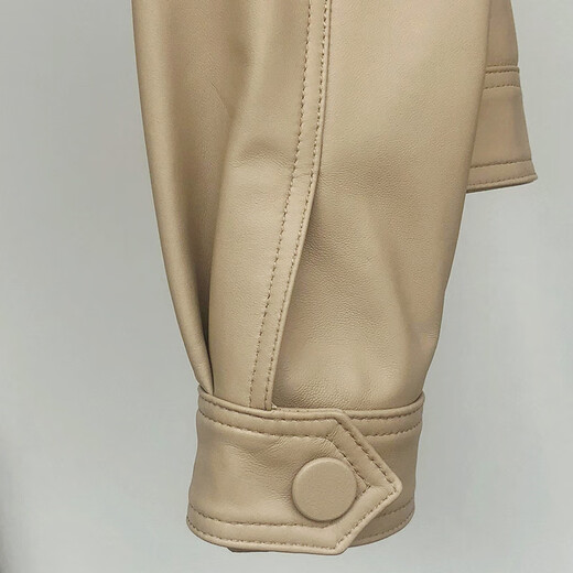 YOUWen 2025 Spring and Autumn New Haining Sheepskin Genuine Leather Jacket Women's Regular Stand Collar Motorcycle Leather Jacket Women's Black XL