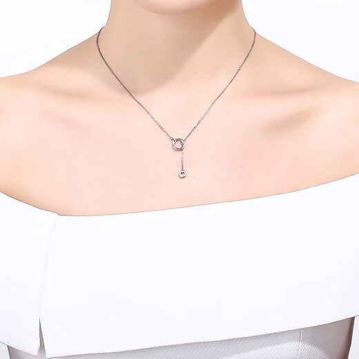 ZLF (ZLF) PT950 platinum necklace for women, interlocking chain Y-shaped chain because of love 42cm + tail chain 3cm - 3.34g