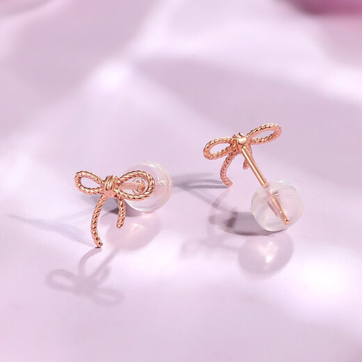 Saturday Fortune (ZLF) 18K gold earrings rose gold bow half summer time series bow earrings