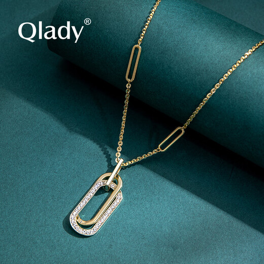 Qlady geometric sweater chain women's high-end long necklace temperament light luxury design sweater decoration pendant pendant gift