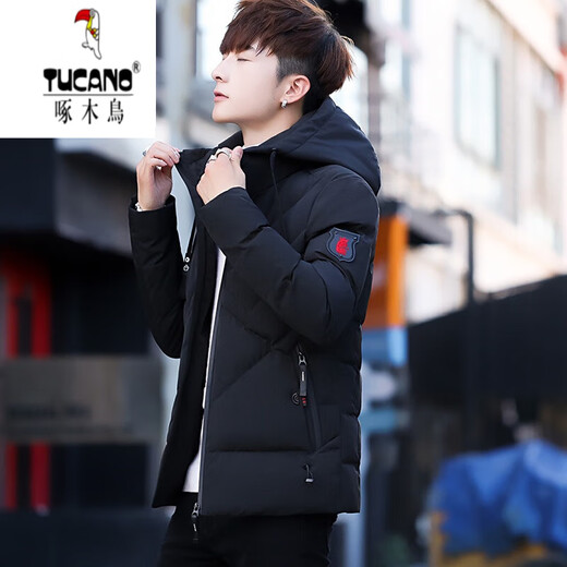 Holzspecker (Tucano) Baumwolljacke für Männer 2025 Neu verdickte vielseitige Winterjacke Trendy Herren -Baumwolljacke Top 719 Black M.