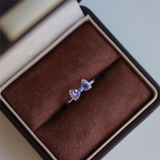 Luoyi's beautiful blue-purple gemstone tanzanite ring s925 sterling silver ring adjustable female gift 0 carat opening tanzanite ring