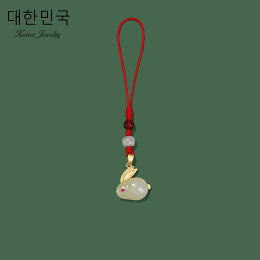 Jianla Neujahr des Pferdes, Schmuck, Jahr des Pferdes, Schlüsselanhänger, Jade-Kaninchen, Handy-Anhänger, Jade-Kaninchen-Anhänger, Internet-Berühmtheit, chinesischer Stil A2644, roter Seil-Stil, neuer Hasen-Anhänger A24-205