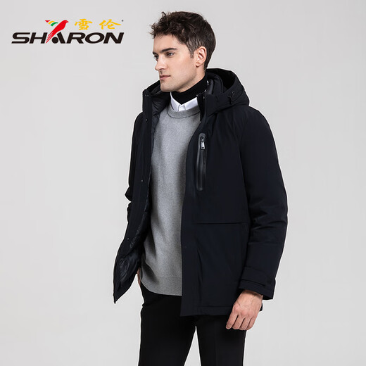 
Sherlock goose down jacket for men's mid-length autumn and winter can be removed in the inner liner for business and leisure 12610 Modern black 4XL