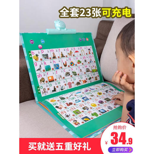 幼儿童早教机点读书小孩笔中英文画本电子书学习宝宝3岁6玩具 新款带解说充电款-点读本23页30