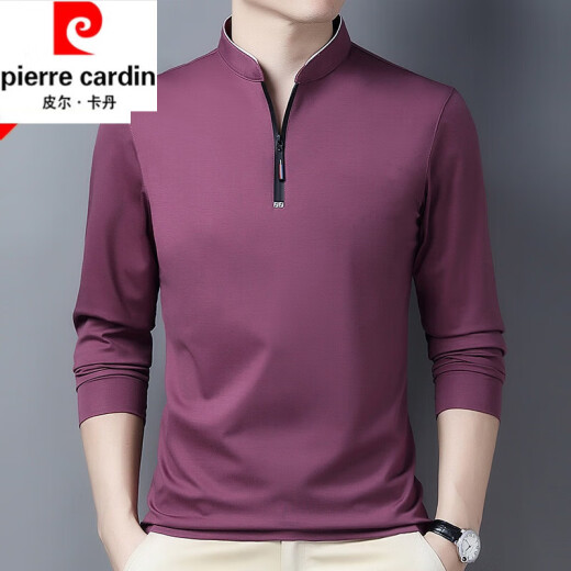 Pierre Cardin Pure Cotton Long-Ärmeln T-Shirt Herren lässiger dünner T-Shirt Top Sommer Frühling Herbst Winter im mittleren Alter im mittleren Alter und Velvet 6625 Schwarz verdickter XL 175 Vorschlag 140-160jin [Jin gleich 0,5 kg]
