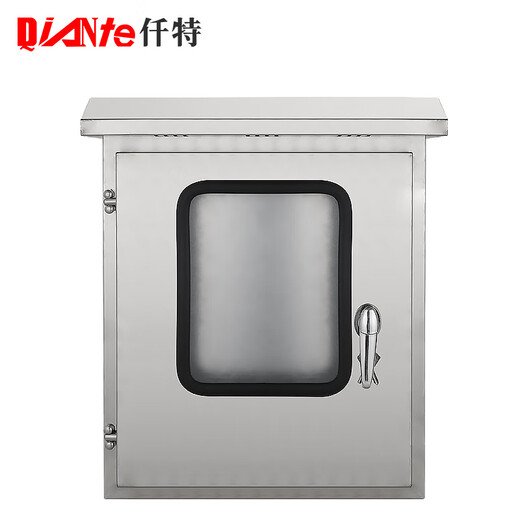 仟特不锈钢双门配电箱 户外内外两层门防雨箱 防水电控柜带透明玻璃窗 300*400*250