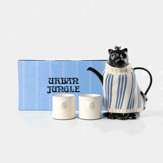 Brutalist Home (tbh) Urban Beast Black Panther Ceramic Relief One Pot Two Cups Tea Set Gift Box Gift Black Panther Ceramic Relief One Pot Two Cups Gift Box
