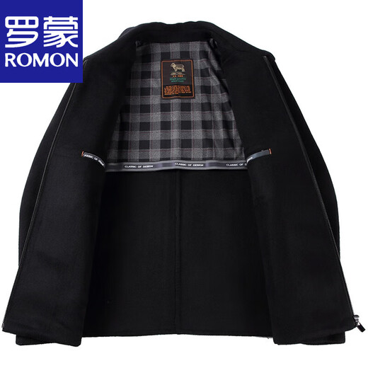 ROMON double-sided cashmere jacket men's autumn and winter middle-aged men's wool woolen coat dad's coat short high-end black/style regular 165/84A