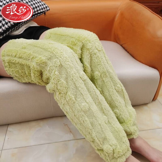 LangSha air-conditioned warm foot leggings for old cold legs, double-sided velvet knee pads, coral velvet warm-keeping artifact, matching companion, Korean version, lake blue knee pads without socks