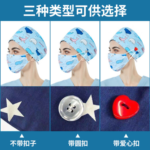 
Juichanpan Printed Nurse Hat Women's Cotton Dental Surgical Hat Anesthesiology Department Careful Baotou Cap Confinement Hat Korean Version 12083 No buckle-Adjustable