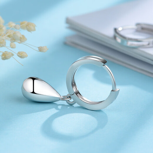 Jiuchangshi 99 sterling silver earrings for women, silver earrings, fashionable earrings, round drop earrings, birthday gifts for girlfriend, 99 pure silver, weighing about 3.8g
