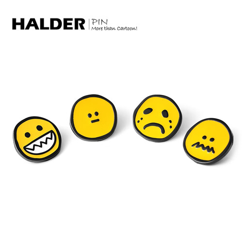 Herodi distressed expression, dazed smile, tangled and crying metal brooch, schoolbag decoration soybean badge, smile 2.2X2.2cm alloy badge