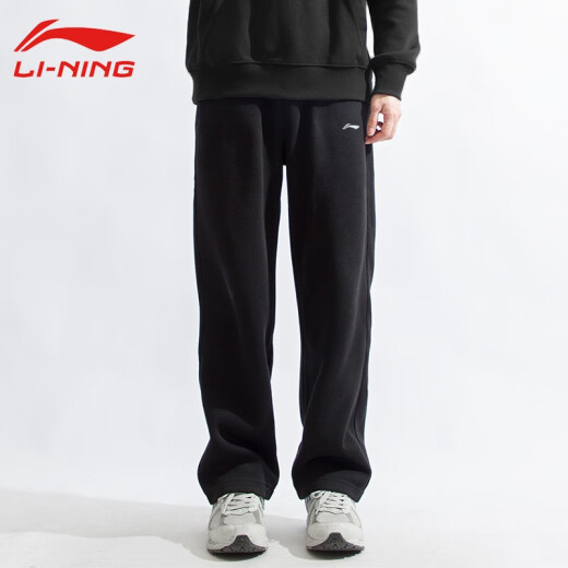 Li Ning (LI-NING) 2024 Sports Pants Men's Spring and Summer Casual Loose Large Size Straight Pants Trendy Versatile Trousers and Sweatpants Men's Black - Straight [Spring and Autumn Thin Style Comfortable and Breathable] XL