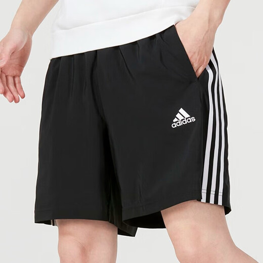 阿迪达斯 （adidas）男裤2025春季新款运动裤跑步训练训练透气五分裤休闲短裤 IC1484黑色  S