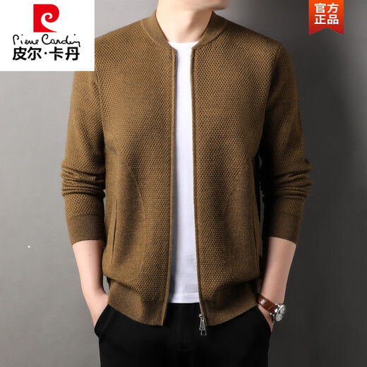 Pierre Cardin Jacke Strick Jacke Herren 2024 Frühlings- und Herbst neuer Baseball-Kragen Wabenpullover Casual Reißverschluss Cardigan Black XL 180/XL [geeignet für 150-165 Jin [Jin Equals 0,5 kg]]