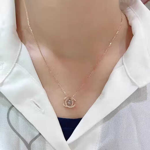 DL 1998 Fat Donglai same style double ring 18K rose gold necklace gold double C smart diamond female color gold light luxury pendant clavicle chain double C smart diamond necklace rose gold