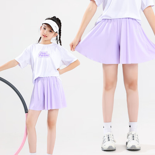 Yoyo One (Yoyo One) Girls Traje de secado rápido para niños Summer bádminton niños tenis niñas corriendo ropa al aire libre y niños grandes ropa deportiva 9922 blanco + 18426 púrpura 160 cm