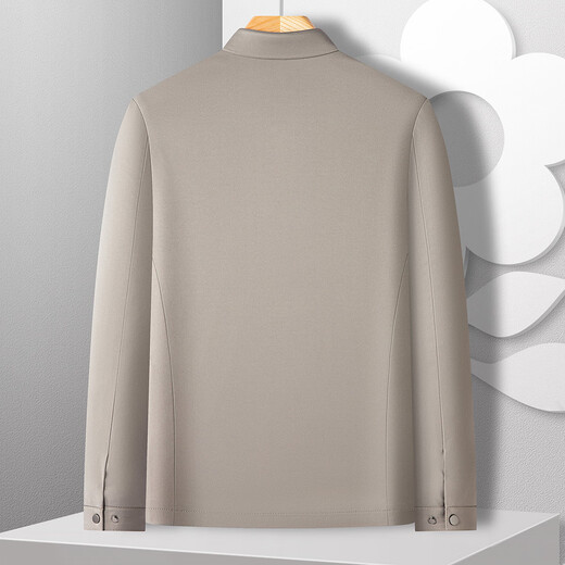 MONTAGUT Mulberry Silk Men's Breathable Jacket Casual Lapel Inner Plaid Solid Color Men's Jacket JC Khaki XL