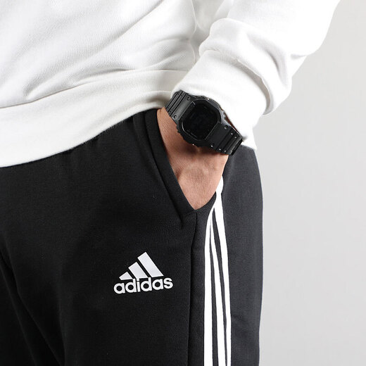 阿迪达斯 （adidas）男裤2025春季新款运动裤跑步训练舒适透气休闲长裤 DT9901/黑色/侧边撞色三条纹 S