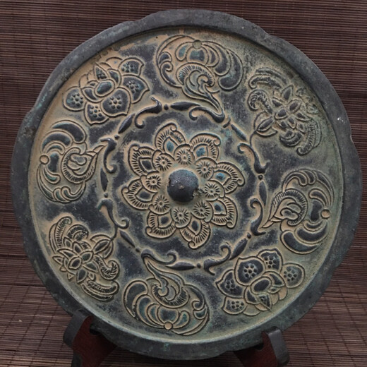 纯铜大号仿古做旧青铜镜老镜子工艺品摆件玄关卧室装饰品影视道具 八款  直径21cm  重约1283