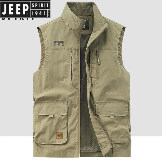 Jeep Spirit Jeep Outdoor Workwear Fishing Weste Frühling und Herbst Neue Multi-Pocket-Fotografie Casual Lose All-Match Jacke Black 677A Fleece Style 2xl Empfohlen 150-165jin [Jin gleich 0,5 kg]