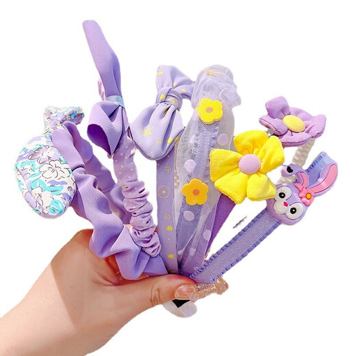 Yililuo Children's Star Delu Hairband Girls' Hairpins Girls' Hair Accessories Broken Hair Headbands Baby Anti-Slip Headwear Set 1# Purple Rabbit 3 Pack