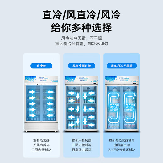 Armoire d'affichage de boisson royale réfrigérée armoire de rangement frais à la porte double porte commerciale commerciale de portes verticales sans air refroidies à air pur reflé